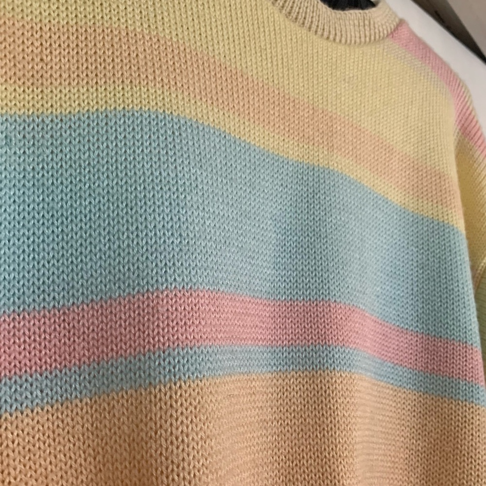 Vintage Avon Fashions Short Sleeve Pastel Striped Women's Sweater - Picture 7 of 7